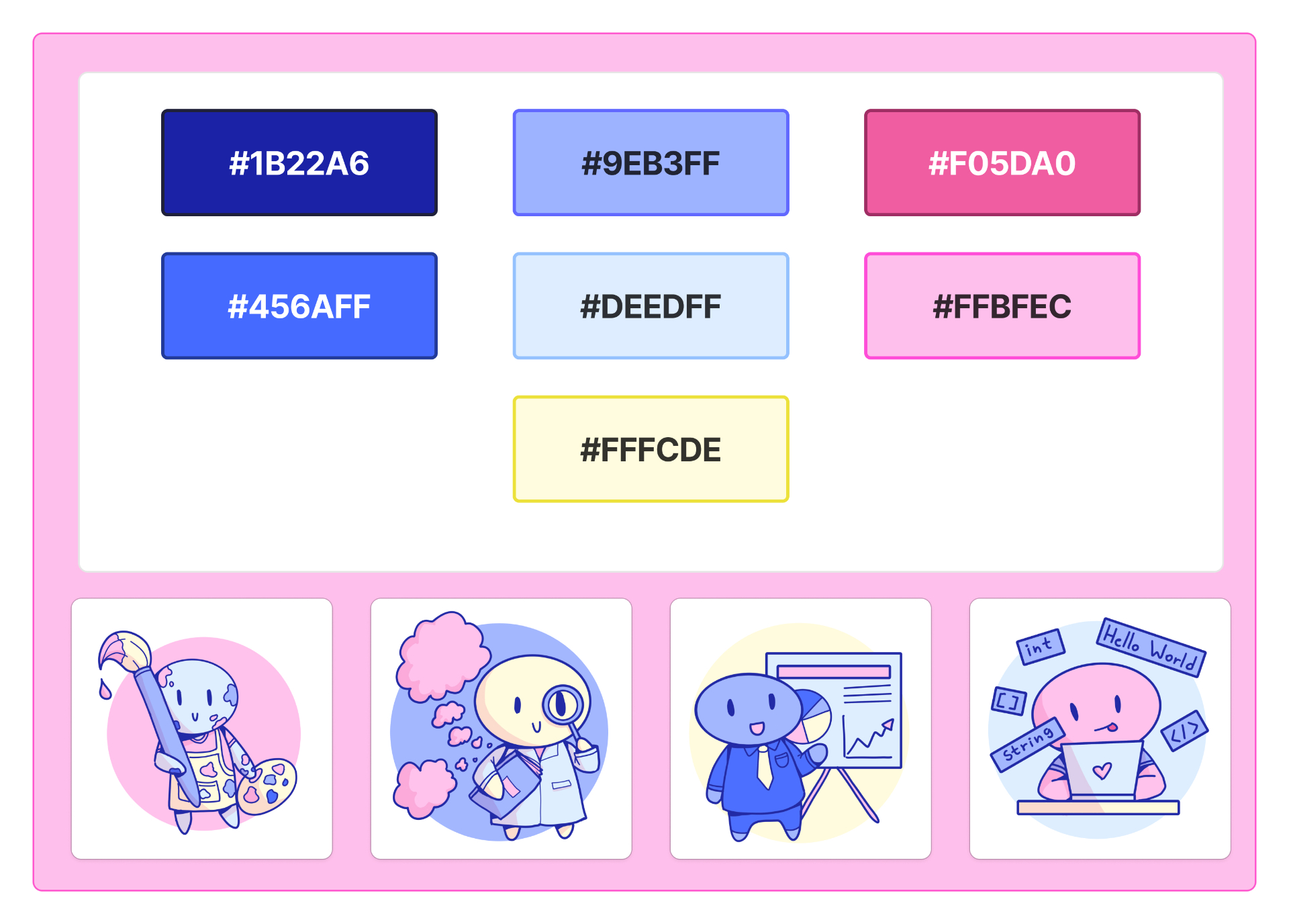 Design profile: color palette and character illustrations